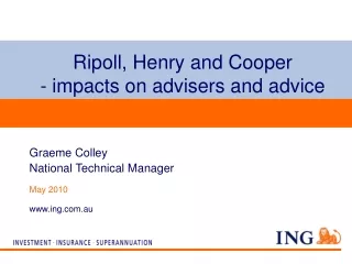 Ripoll, Henry and Cooper - impacts on advisers and advice