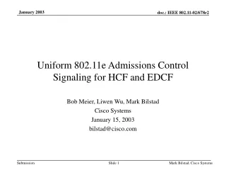 Uniform 802.11e Admissions Control Signaling for HCF and EDCF