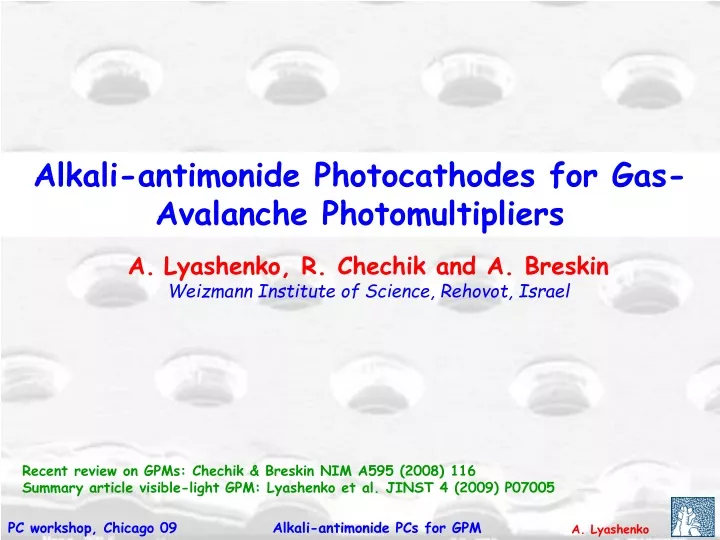 alkali antimonide photocathodes for gas avalanche