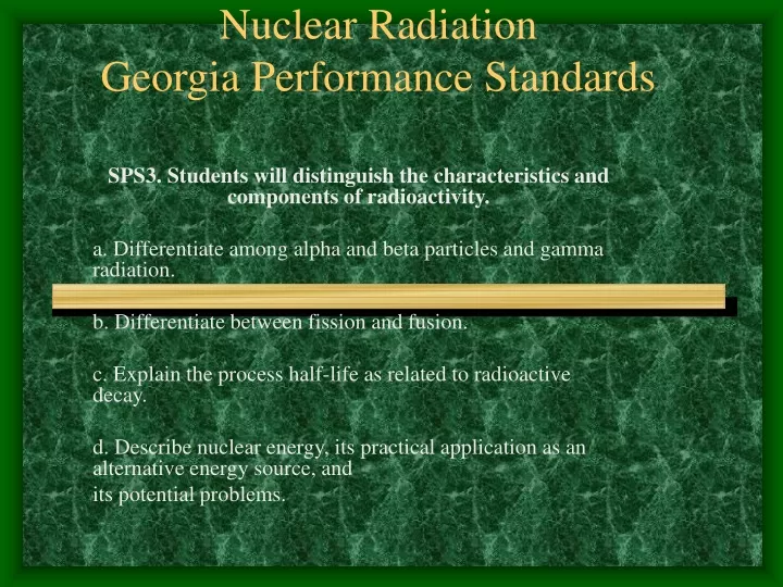 nuclear radiation georgia performance standards
