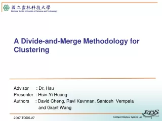 A Divide-and-Merge Methodology for Clustering