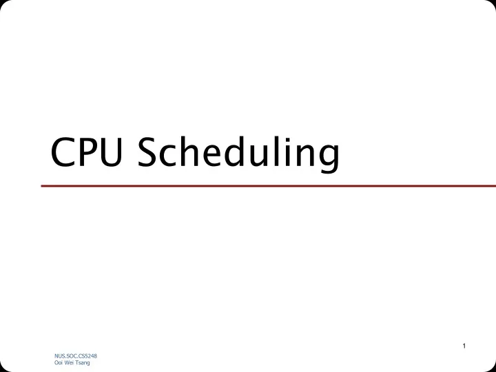 cpu scheduling