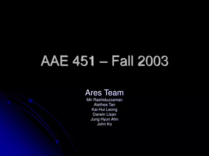 aae 451 fall 2003