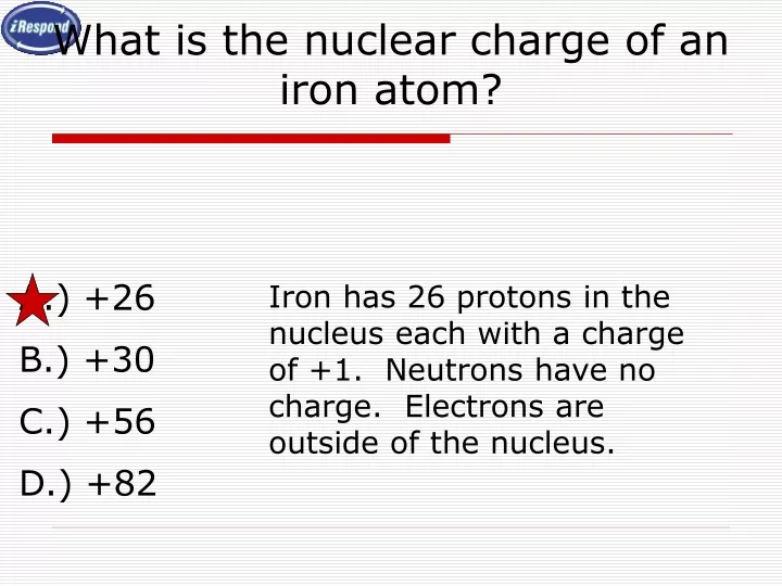 what is the nuclear charge of an iron atom