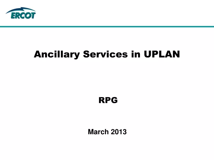 ancillary services in uplan