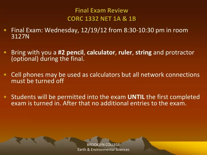 final exam review corc 1332 net 1a 1b