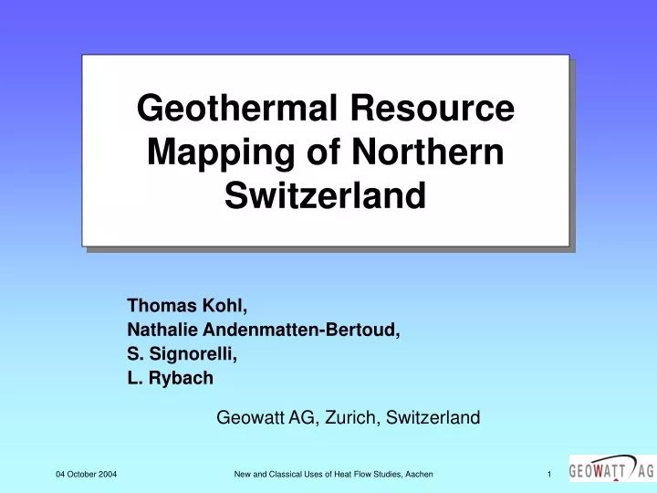 geothermal resource mapping of northern switzerland