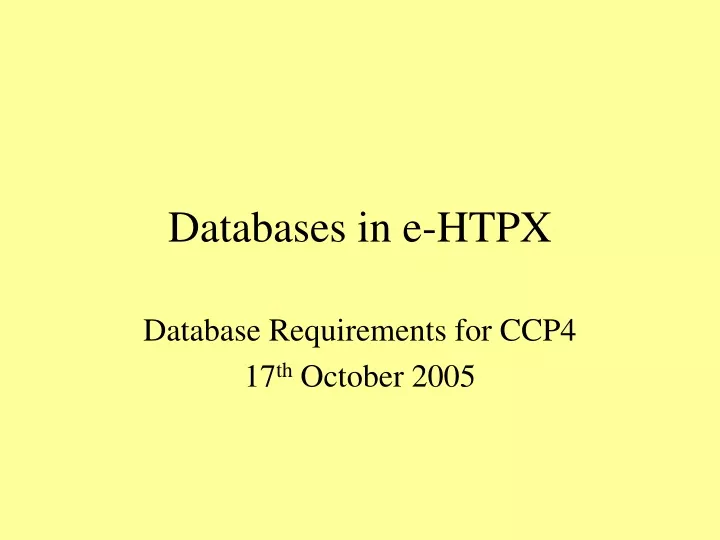 databases in e htpx