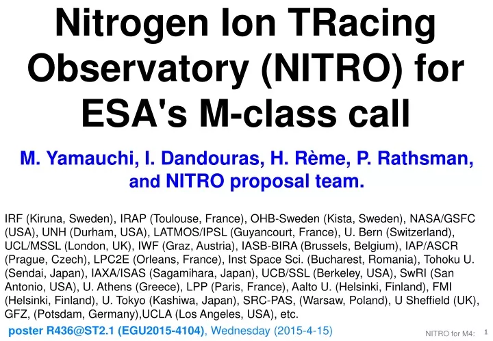 nitrogen ion tracing observatory nitro for esa s m class call