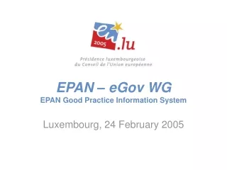 EPAN –  eGov  WG EPAN Good Practice Information System