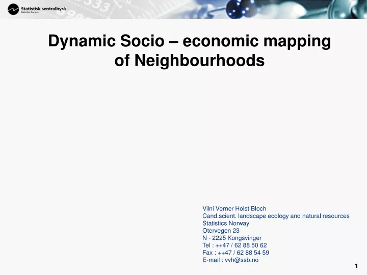 dynamic socio economic mapping of neighbourhoods