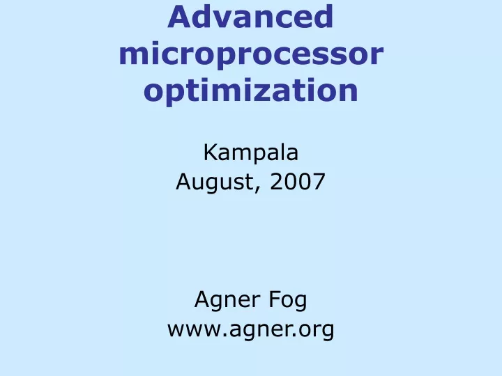 advanced microprocessor optimization