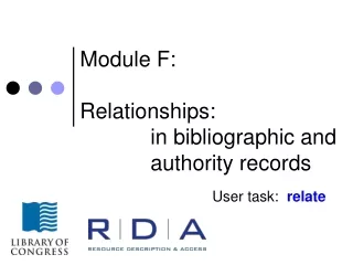 Module F: Relationships:   		in bibliographic and 		authority records