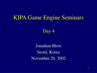 KIPA Game Engine Seminars