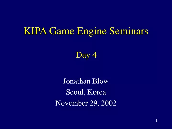 kipa game engine seminars