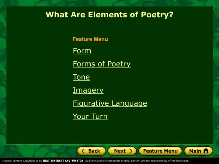 what are elements of poetry