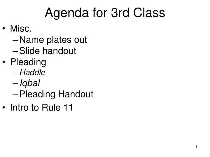agenda for 3rd class