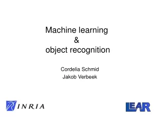 Machine learning  &amp;  object recognition