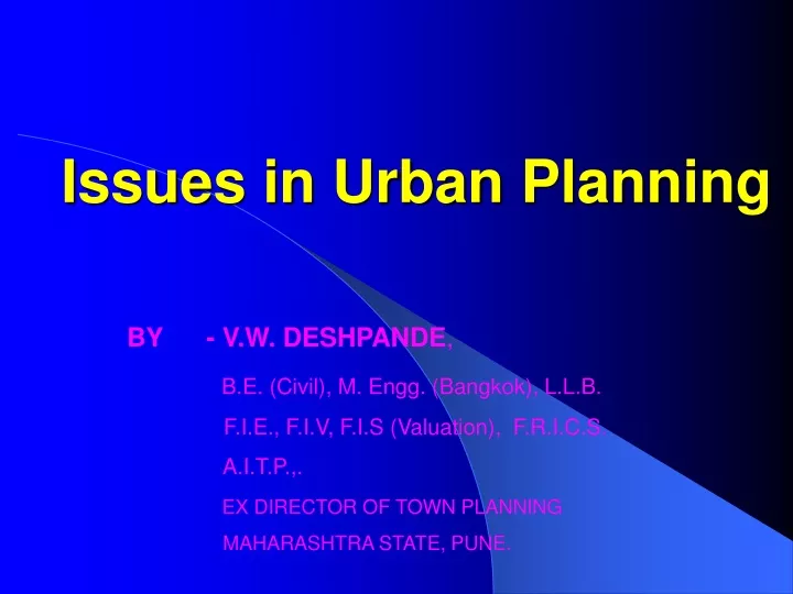 issues in urban planning