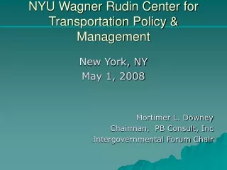 NYU Wagner Rudin Center for Transportation Policy &amp; Management