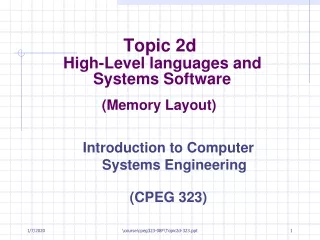 Topic 2d High-Level languages and  Systems Software