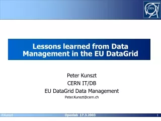 Lessons learned from Data Management in the EU DataGrid