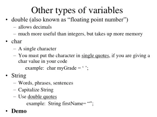 Other types of variables
