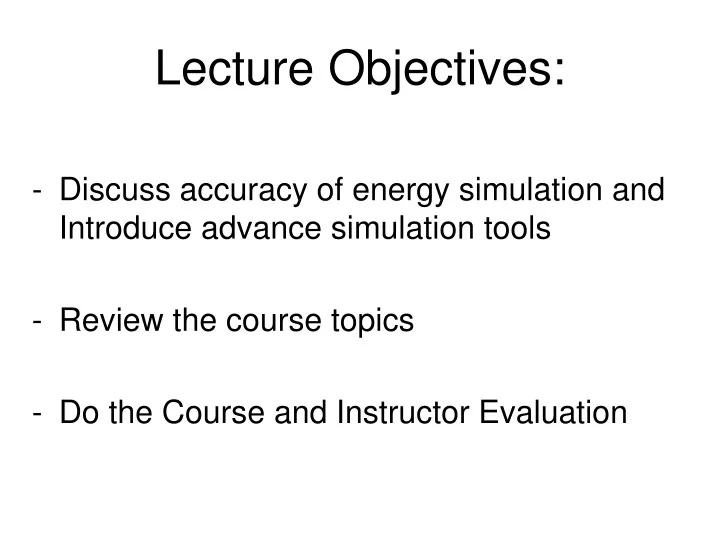 lecture objectives