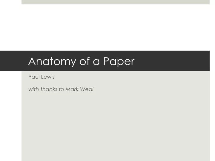anatomy of a paper