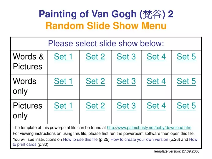 painting of van gogh 2 random slide show menu