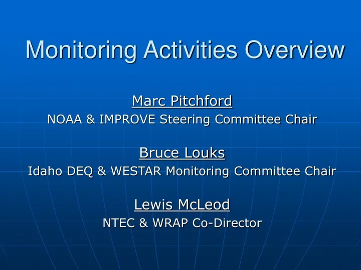 monitoring activities overview