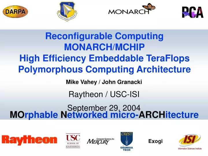 reconfigurable computing monarch mchip high