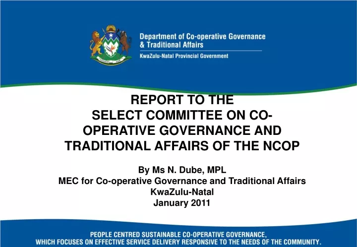 report to the select committee on co operative