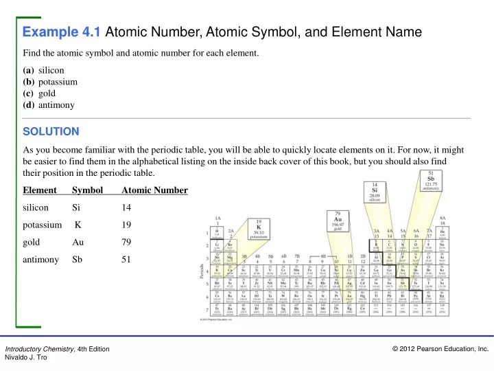 example 4 1 atomic number atomic symbol