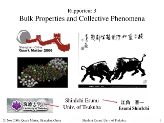 Rapporteur 3 Bulk Properties and Collective Phenomena ShinIchi Esumi Univ. of Tsukuba
