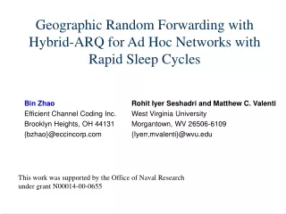 Geographic Random Forwarding with Hybrid-ARQ for Ad Hoc Networks with Rapid Sleep Cycles