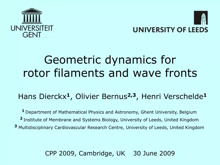 geometric dynamics for rotor filaments and wave fronts