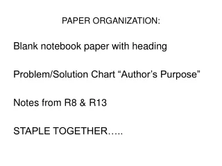 PAPER ORGANIZATION: