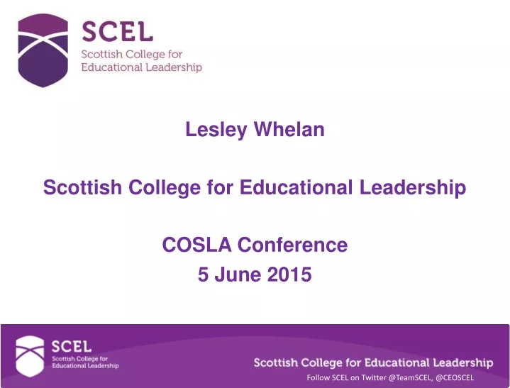 lesley whelan scottish college for educational