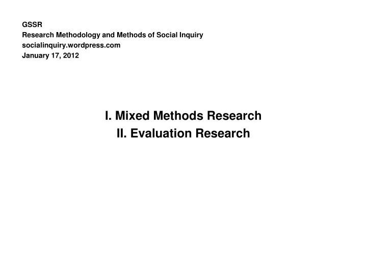 gssr research methodology and methods of social