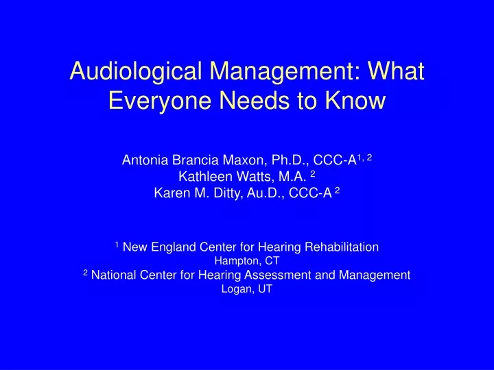 audiological management what everyone needs to know