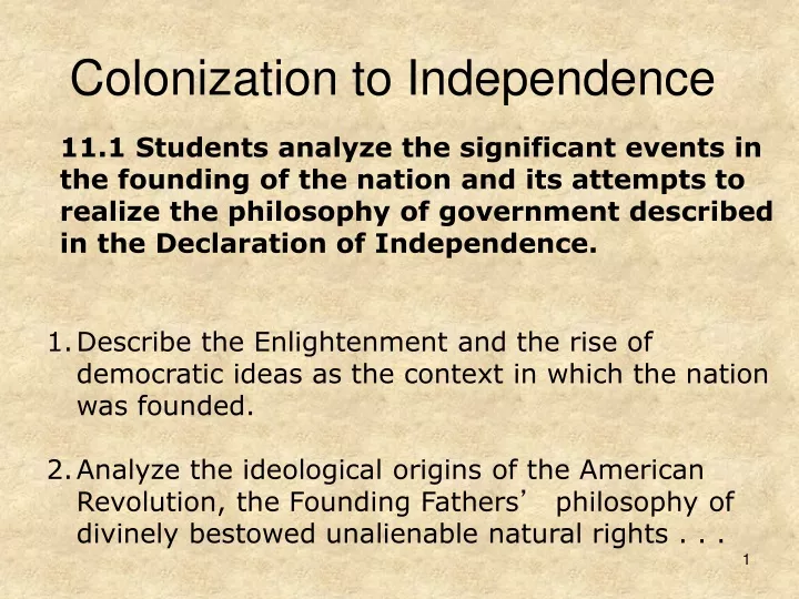 colonization to independence