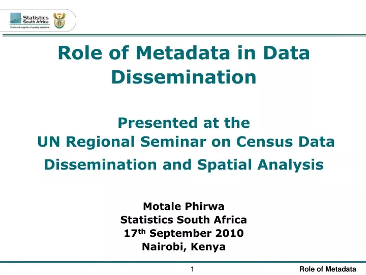 role of metadata in data dissemination presented