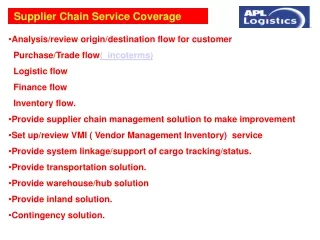 Supplier Chain Service Coverage