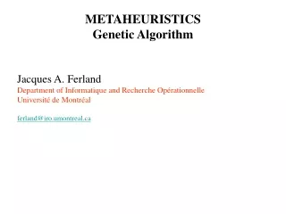 METAHEURISTICS Genetic Algorithm