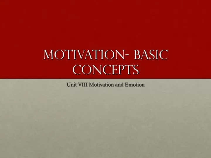 motivation basic concepts
