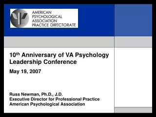 10 th  Anniversary of VA Psychology Leadership Conference