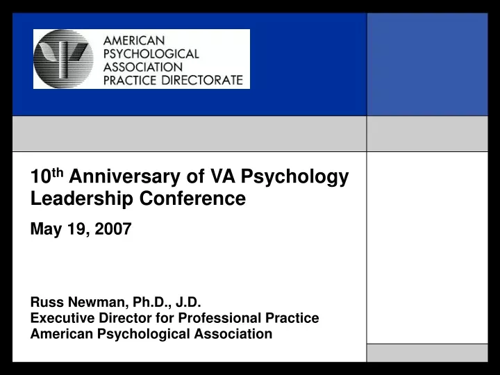 10 th anniversary of va psychology leadership