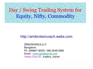 Day / Swing Trading System for  Equity, Nifty, Commodity