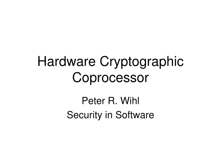 hardware cryptographic coprocessor